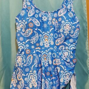 Blue Paisley Women Swim One Piece